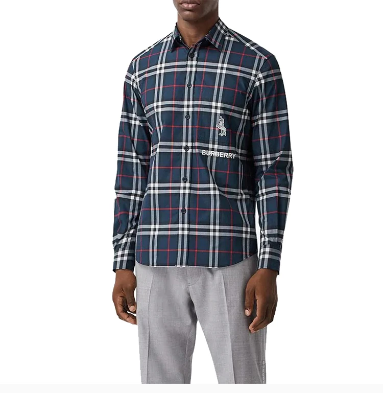 商品Burberry|Burberry 博柏利 男士拼色格子独角兽贴花衬衫 8032063,价格¥2750,第6张图片详细描述