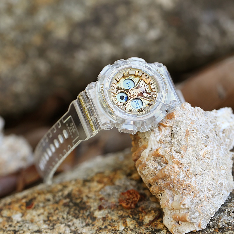 商品[国内直发] Casio|卡西欧冰韧系列透明金baby-g潮流电子手表女表,价格¥709,第1张图片详细描述