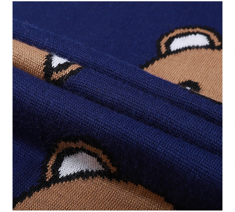 商品Moschino|MOSCHINO 男女同款藏蓝色羊毛+腈纶大只熊披肩/围巾 30571-M2164-013,价格¥394,第5张图片详细描述