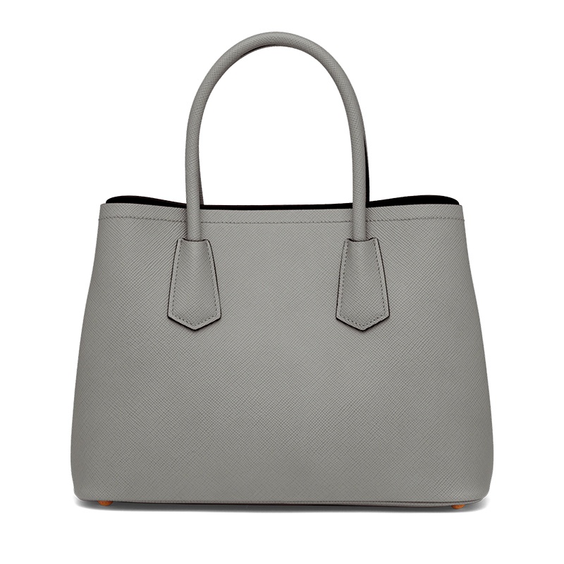 商品Prada|PRADA/普拉达 22新款 double系列 女士石板灰色saffiano十字纹皮革拆卸吊饰金色标志双皮手柄手提斜挎包1BG887_2A4A_F01T3_V_OOO,价格¥29266,第4张图片详细描述