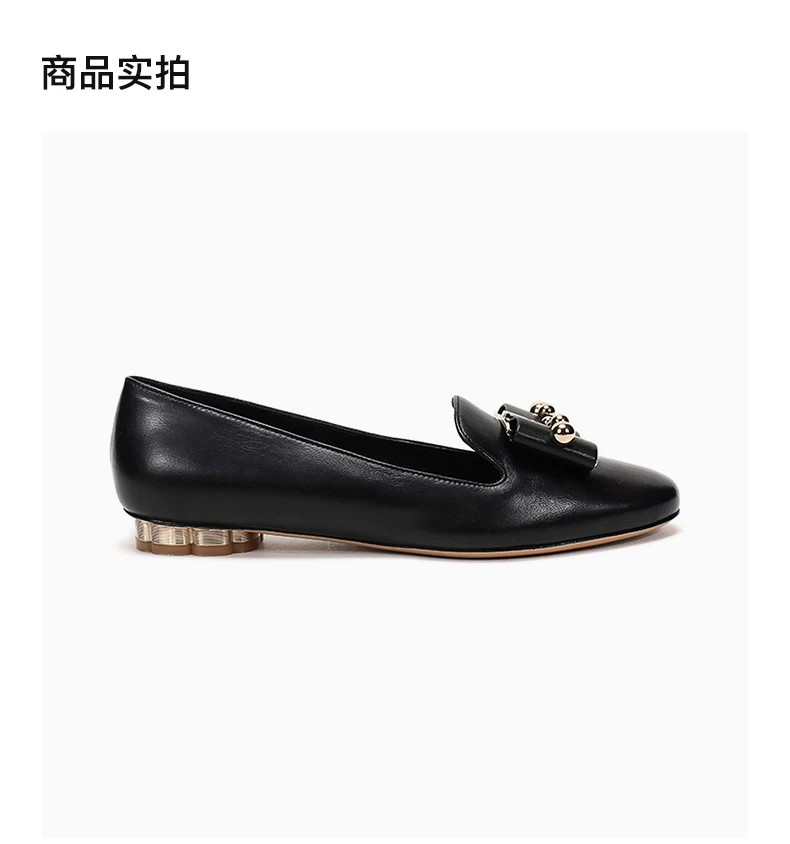 商品Salvatore Ferragamo|SALVATORE FERRAGAMO 女士黑色皮革乐福鞋 0705679,价格¥2228,第4张图片详细描述