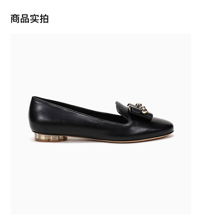 商品Salvatore Ferragamo|SALVATORE FERRAGAMO 女士黑色皮革乐福鞋 0705679,价格¥2137,第6张图片详细描述