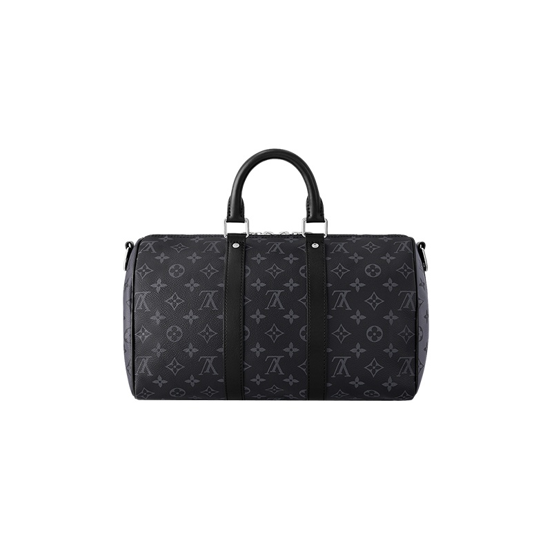 商品Louis Vuitton|【预售十天】路易威登Keepall 35男士黑色交织字母帆布配皮可调节可拆卸肩带手提包 M46655,价格¥19152,第5张图片详细描述