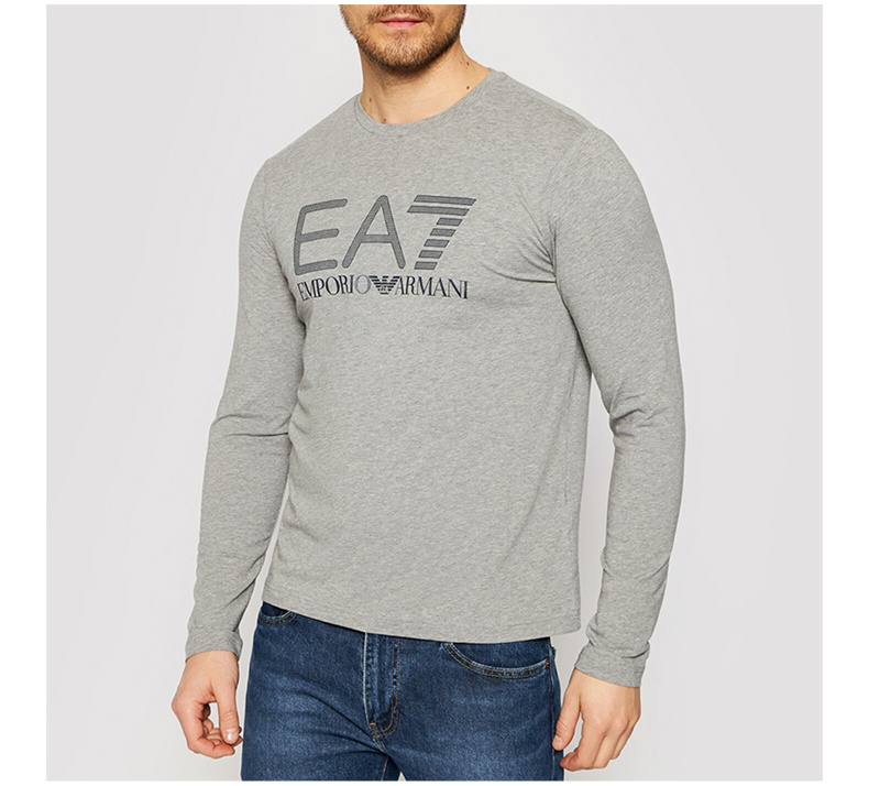 商品Emporio Armani|EMPORIO ARMANI 男士灰色棉质长袖T恤 3KPT64-PJ03Z-3905,价格¥485,第7张图片详细描述