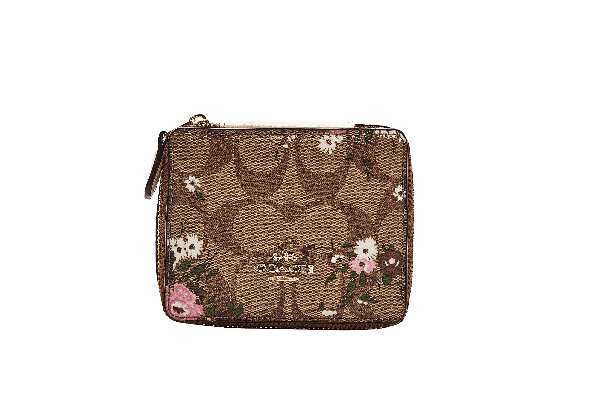 商品[国内直发] Coach|蔻驰 COACH  女士 礼盒款 卡其印花PVC配皮便携式首饰盒配小耳钉  包10.5*5*8.5cm C7356 IME7V,价格¥613,第8张图片详细描述