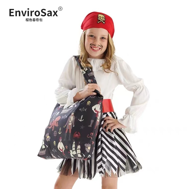 商品EnviroSax|【国内直发】EnviroSax童趣涂鸦春卷包 购物袋环保袋手提包可折叠专为大童和宝妈设计的环保袋 横向中号,价格¥104,第3张图片详细描述