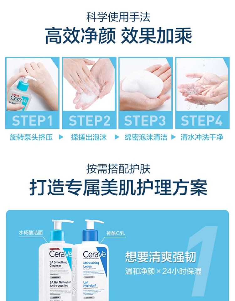 商品CeraVe|Cerave适乐肤水杨酸氨基酸洁面乳236-473ml,价格¥139,第10张图片详细描述