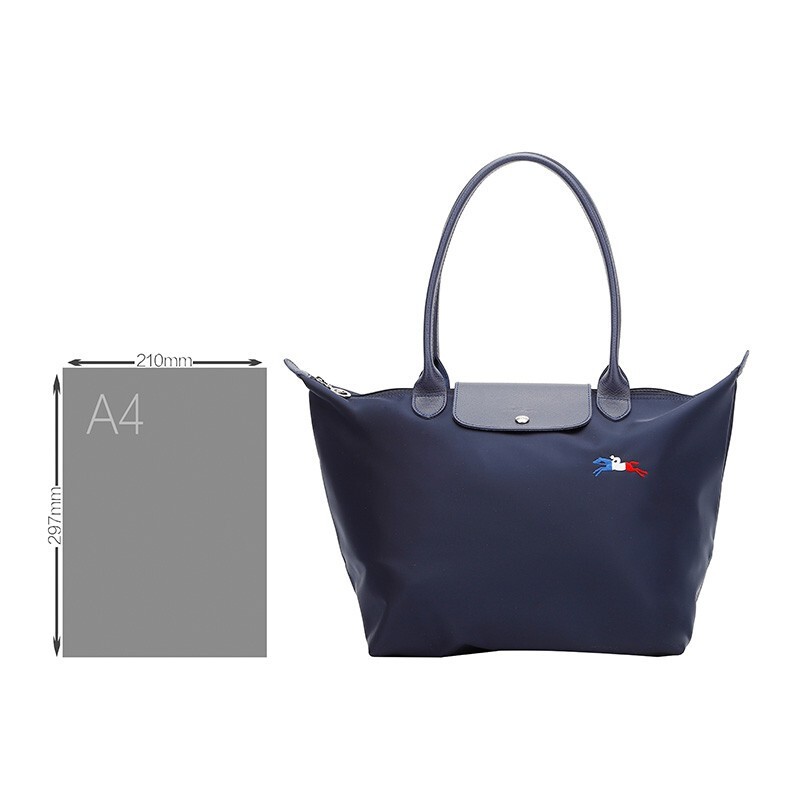 商品[国内直发] Longchamp|珑骧 LONGCHAMP女士Le Pliage系列长柄大号加厚可折叠手提单肩饺子包蓝色织物单肩包送女友L1899 HXG 006,价格¥927,第9张图片详细描述