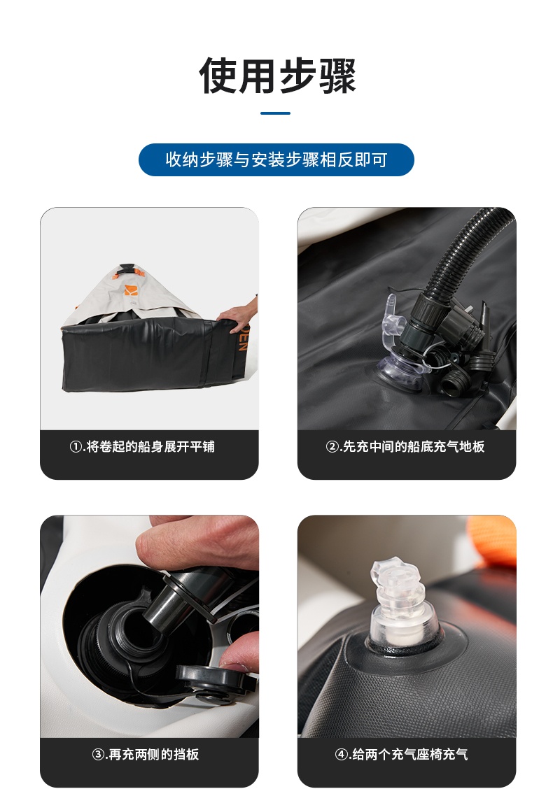 商品[国内直发] MobiGarden|户外水上运动双人休闲加厚充气皮划艇 晨雾白,价格¥177,第30张图片详细描述