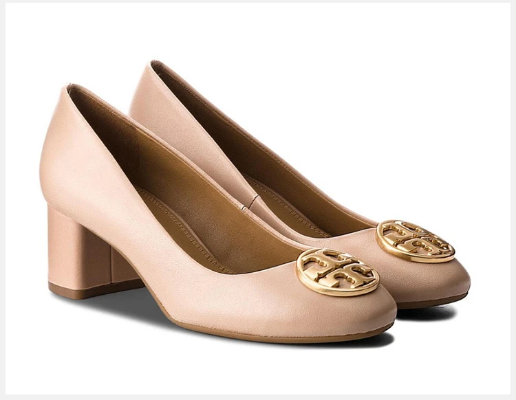 商品Tory Burch|Tory Burch 汤丽柏琦 女士裸粉色皮革高跟鞋 45900-927,价格¥1270,第9张图片详细描述