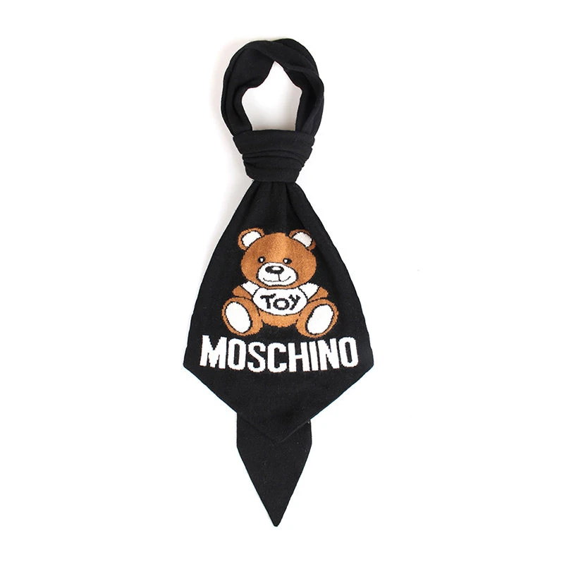 商品Moschino|MOSCHINO 男女同款黑色羊毛混纺字母印花围巾 50128-M526-4016,价格¥457,第1张图片详细描述