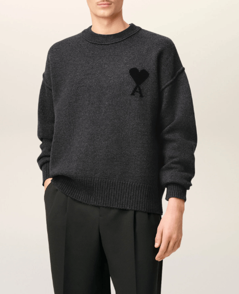 商品AMI|【秋冬新品】AMI 男女同款美利奴羊毛毛衣 爱心圆领上衣（香港仓发货）,价格¥2701,第4张图片详细描述