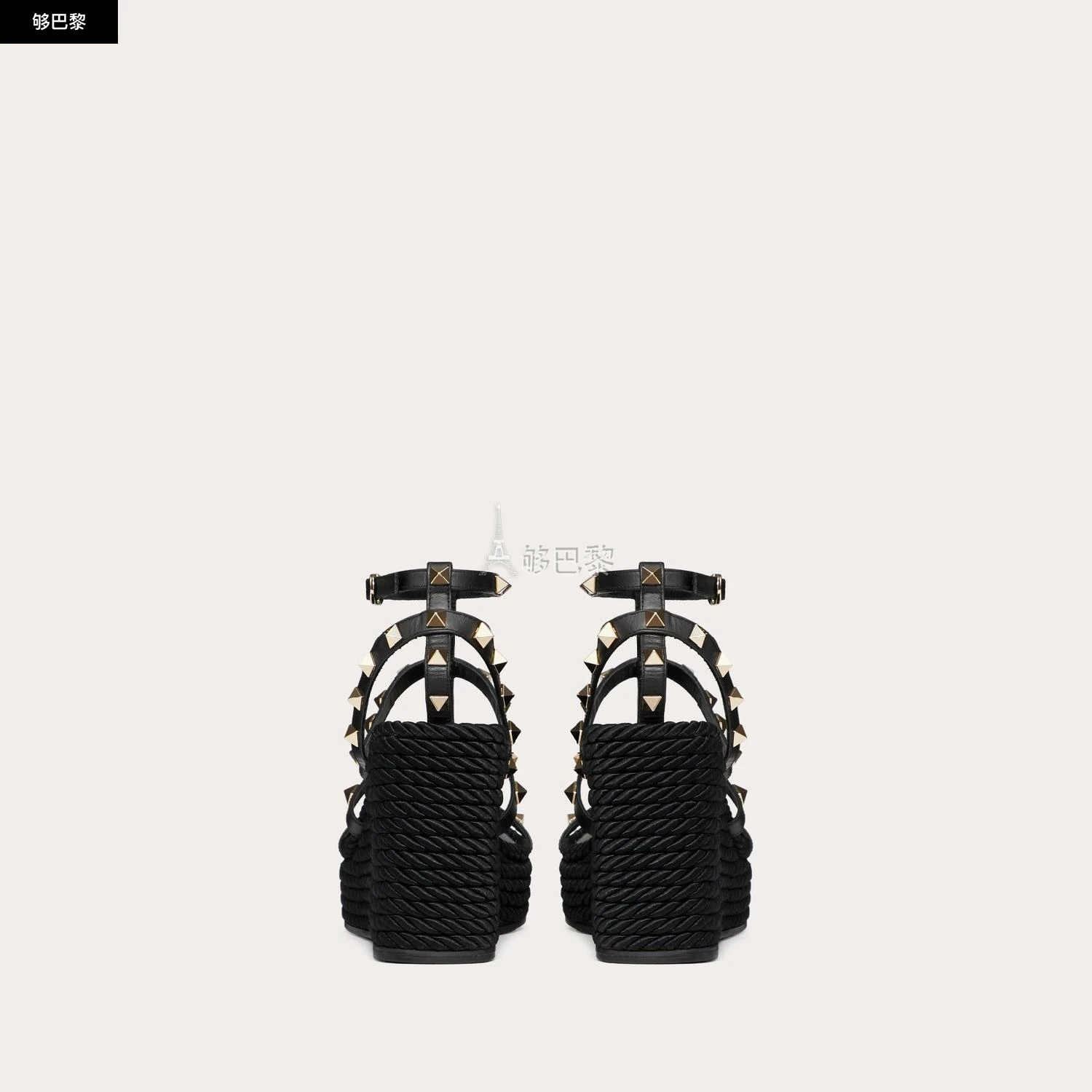 商品Valentino|【预售】 华伦天奴 25春夏 女士 坡跟鞋 SANDALES COMPENSÉES ROCKSTUD À BRIDES EN VEAU. TALON : 95 MM 4W2S0F95BAE_0NO ,价格¥6855,第6张图片详细描述