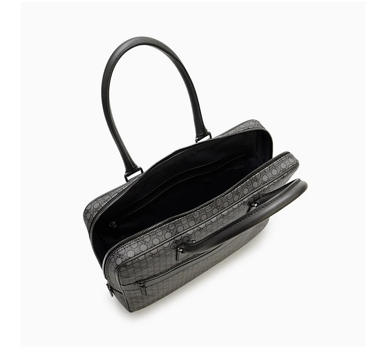商品[国内直发] Salvatore Ferragamo|SALVATORE FERRAGAMO 男士灰色圆点中号手提包 24-9777-606169,价格¥5695,第4张图片详细描述