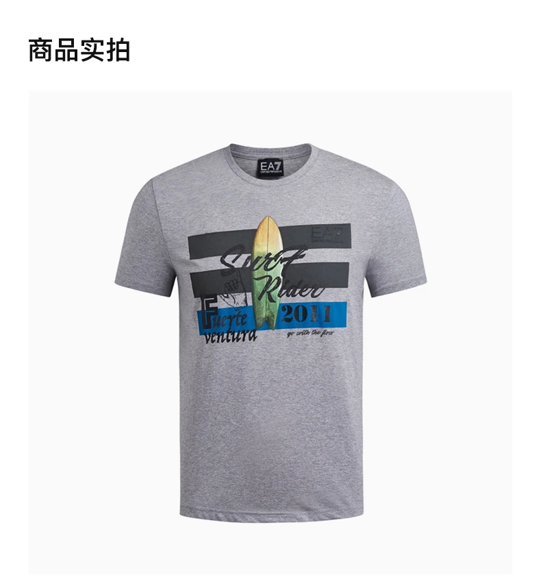 商品Emporio Armani|EMPORIO ARMANI 灰色男士T恤 3GPT15-PJT7Z-3905,价格¥451,第4张图片详细描述