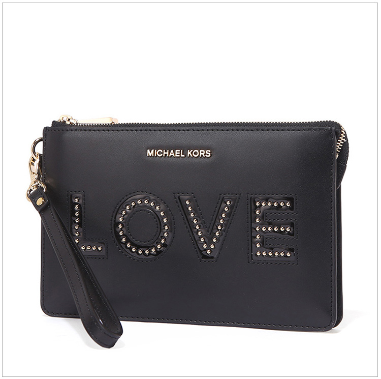 商品Michael Kors|Michael Kors 迈克高仕 黑色牛皮英文女士手拿包 32H7GFDW2O-BLACK,价格¥587,第8张图片详细描述