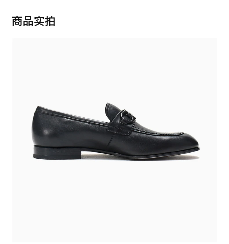 商品Salvatore Ferragamo|SALVATORE FERRAGAMO 男士黑色ASTEN系列牛皮革商务休闲单鞋 0705673,价格¥2255,第4张图片详细描述