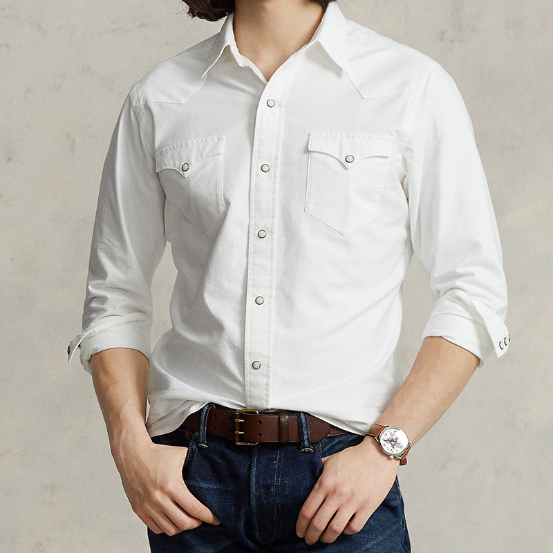 商品Ralph Lauren|拉夫劳伦 男士纯棉尖领长袖衬衫（2色可选）,价格¥1455,第5张图片详细描述