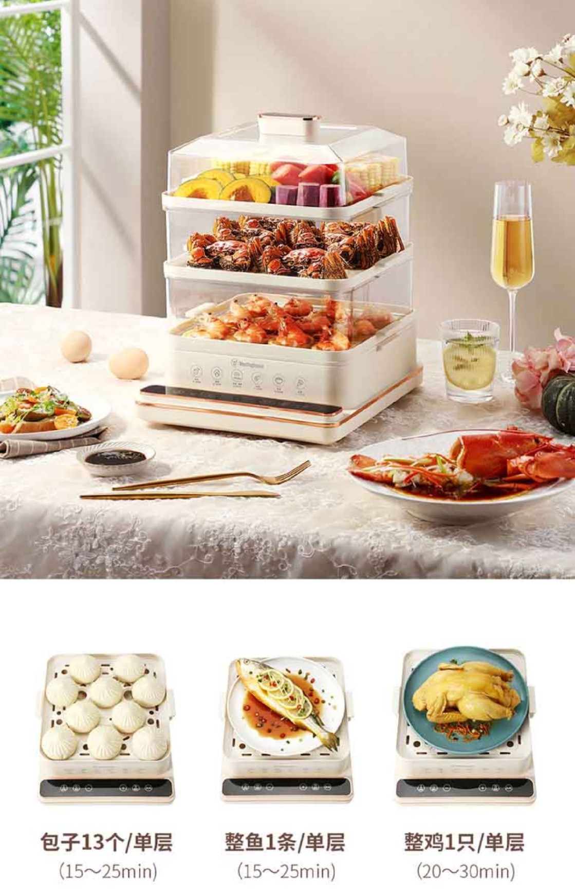商品[国内直发] Westinghouse|西屋电蒸锅Westinghouse西屋多功能电蒸锅Westinghouse西屋多功能电蒸锅WZL20A,价格¥847,第6张图片详细描述