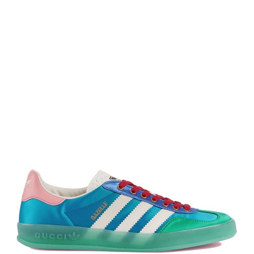 商品Gucci|【包税】 GUCCI/古驰 22年秋冬新款 adidas联名系列 女士浅蓝色真丝硬缎配可持续材料Demetra运动鞋‎707867U7R103660,价格¥5480,第6张图片详细描述