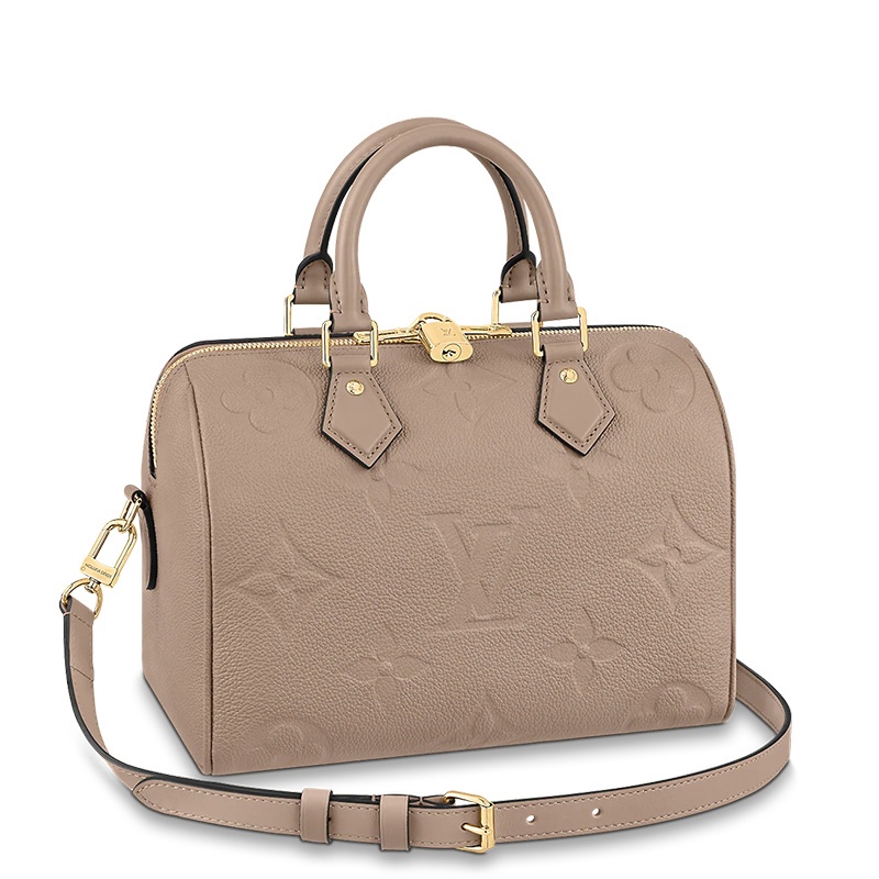 商品Louis Vuitton|【预售十天】Louis Vuitton/路易威登 SPEEDY 25系列 女士鸽子灰压纹粒面牛皮老花压花金扣单肩斜挎手提包M59273,价格¥19704,第2张图片详细描述