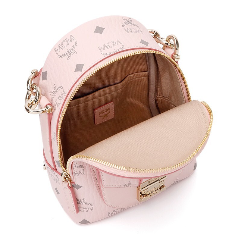商品[国内直发] MCM|MCM 女士Partricia Visetos系列干邑色人造革配牛皮革迷你手提单肩双肩背包 MWKBSPA01CO001,价格¥4416,第16张图片详细描述