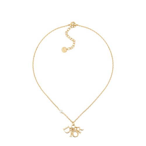 商品Dior|【包税】DIOR/迪奥 DIO(R)EVOLUTION系列 女士金色饰面金属白色树脂珠徽标吊坠项链N1680DVORS_D301,价格¥4023,第3张图片详细描述
