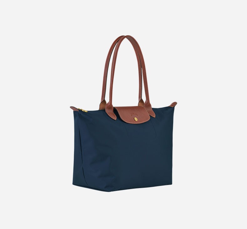 商品Longchamp|LONGCHAMP/珑骧 女士深蓝色帆布金色五金按扣拉链开合大号托特包,价格¥1132,第6张图片详细描述