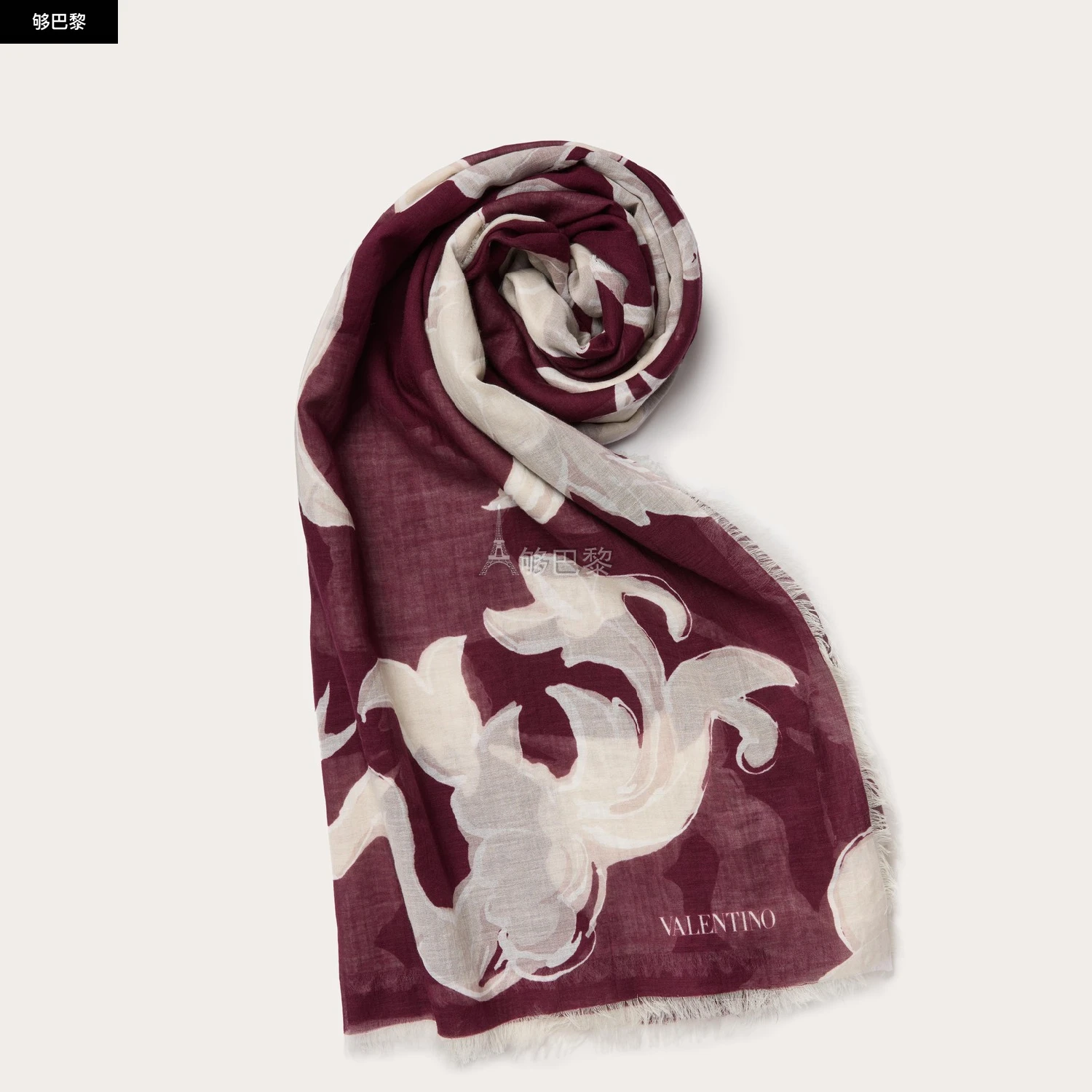 商品Valentino|【预售】 华伦天奴 25春夏 女士 围巾 CHÂLE METAMORPHOS GRYPHON EN COTON ET CACHEMIRE WEA018CSC_YUS ,价格¥4946,第2张图片详细描述