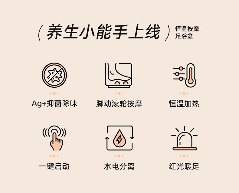 商品[国内直发] Bear|小熊摇篮兔足浴盆泡脚桶洗脚泡脚盆 电动按摩恒温加热银离子高深桶zyp-e05v1,价格¥242,第15张图片详细描述
