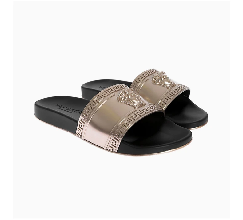 商品Versace|VERSACE 男士金色橡胶海拖鞋 DSU5883-DG0LG-D914,价格¥1755,第1张图片详细描述