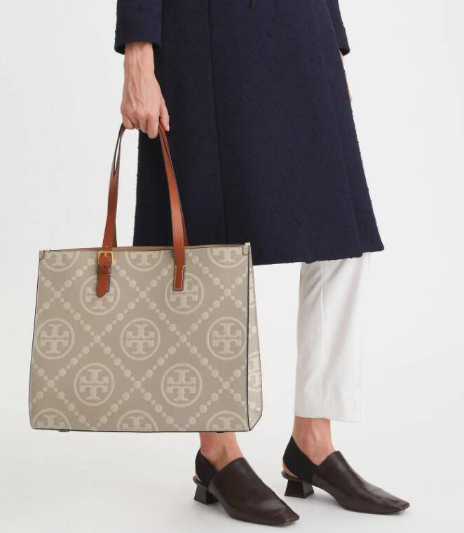 商品Tory Burch|汤丽伯奇女士T MONOGRAM 撞色压花托特包大号（香港仓发货）,价格¥3842,第9张图片详细描述