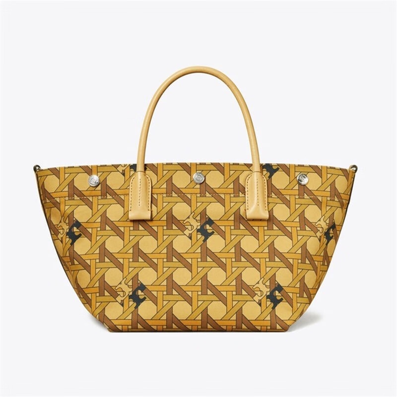 商品[国内直发] Tory Burch|汤丽柏琦TB女包奢侈品19几何图形象牙白帆布配皮小号Tote购物袋单肩斜挎托特包 146547-100,价格¥2362,第11张图片详细描述