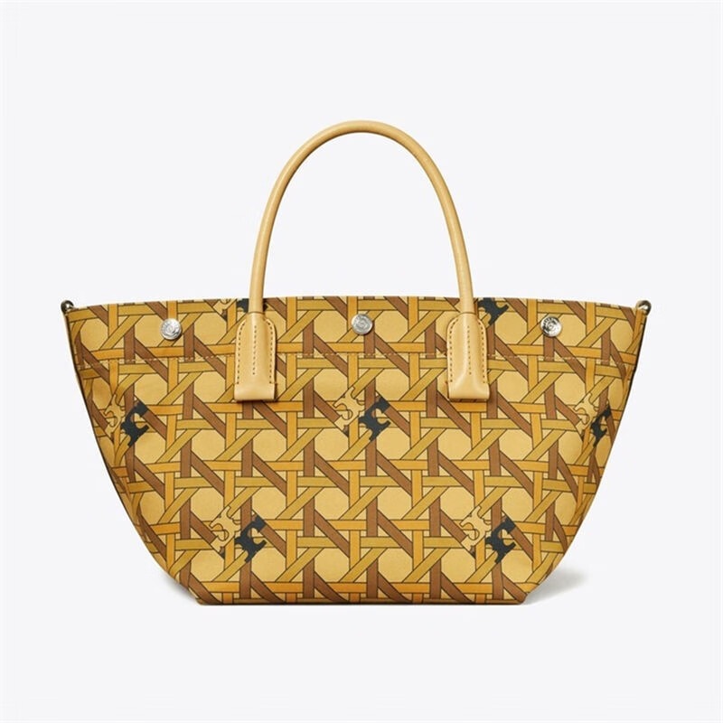 商品[国内直发] Tory Burch|汤丽柏琦TB女包奢侈品19几何图形象牙白帆布配皮小号Tote购物袋单肩斜挎托特包 146547-100,价格¥2381,第11张图片详细描述