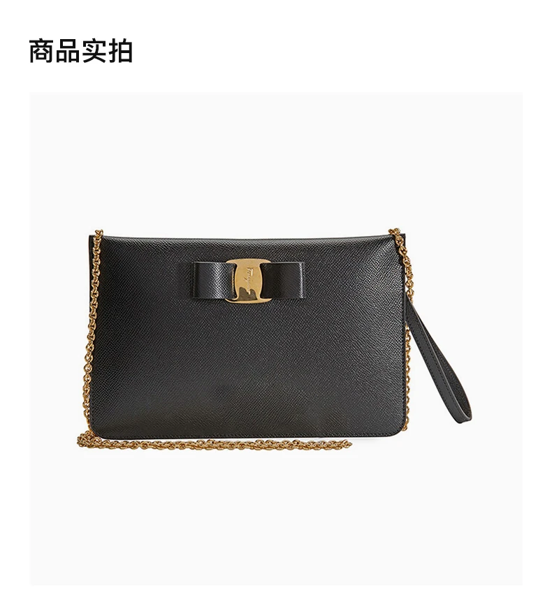 商品Salvatore Ferragamo|SALVATORE FERRAGAMO 女士黑色蝴蝶结牛皮迷你单肩包 22-D720-717000,价格¥3599,第3张图片详细描述