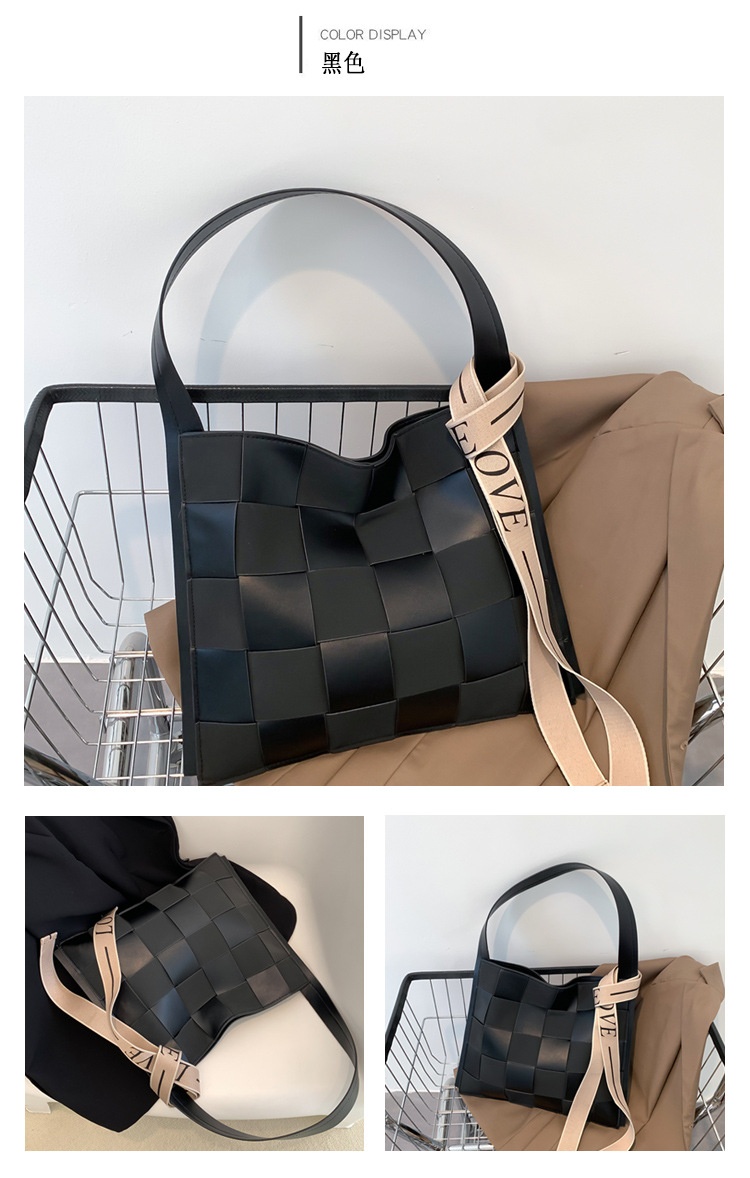 商品[国内直发] GLENVINTEN|格岚云顿英国品牌小众设计包包女2022秋冬新款女流行格子编织撞色单肩包腋下托特包,价格¥177,第10张图片详细描述