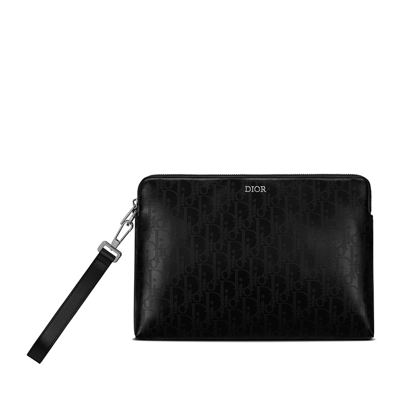 商品Dior|DIOR/迪奥 2021年秋冬款 男士黑色斜银河小牛皮拉链dior徽标手拿包,价格¥10054,第2张图片详细描述