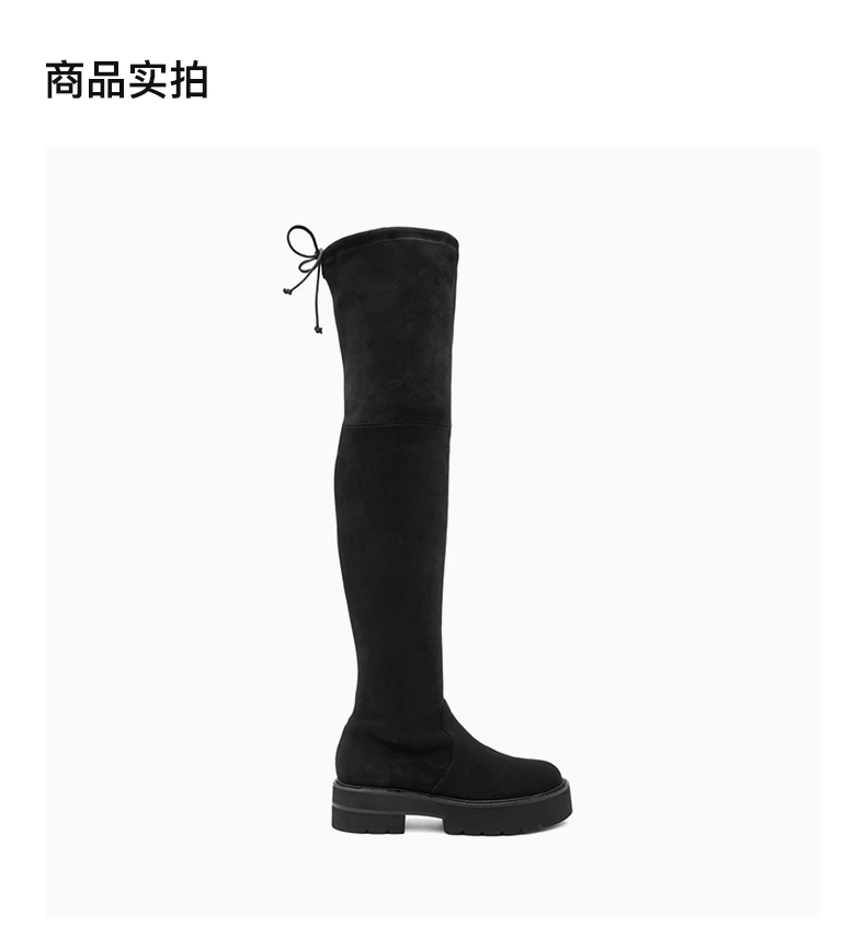商品Stuart Weitzman|STUART WEITZMAN 黑色女士过膝长靴 LOWLAND-ULTRAL-SUEDE-BLACK,价格¥2578,第3张图片详细描述