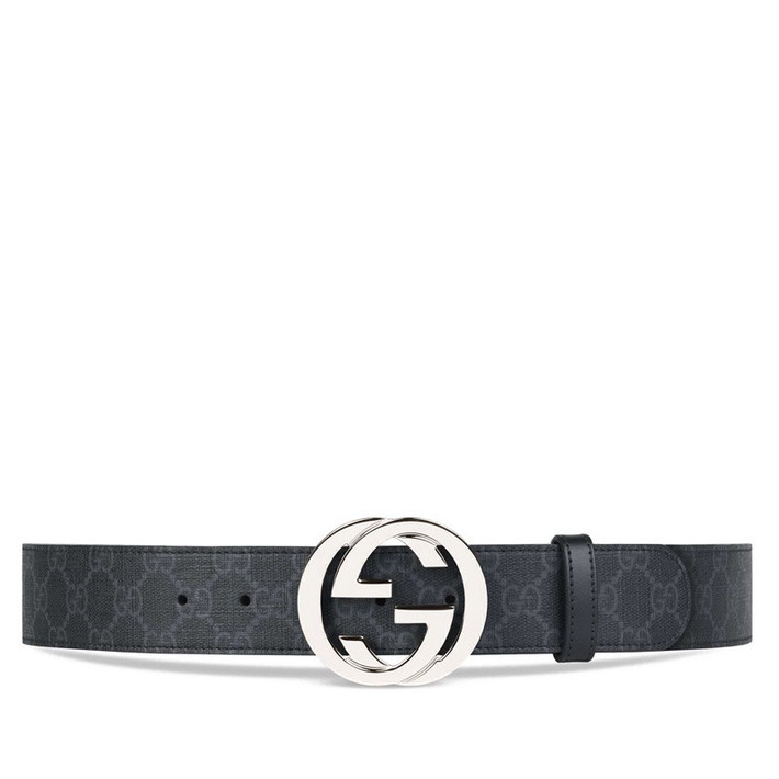 商品Gucci|GUCCI/古驰 经典款男士黑色帆布银色双G扣腰带 411924KGDHX8449,价格¥2993,第2张图片详细描述