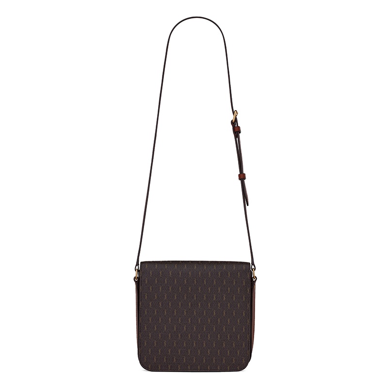 商品Yves Saint Laurent|SAINT-LAURENT PARIS/圣罗兰 YSL 2021秋冬新款 男女同款中号栗色老花帆布翻盖搭扣单肩斜挎包,价格¥8204,第3张图片详细描述