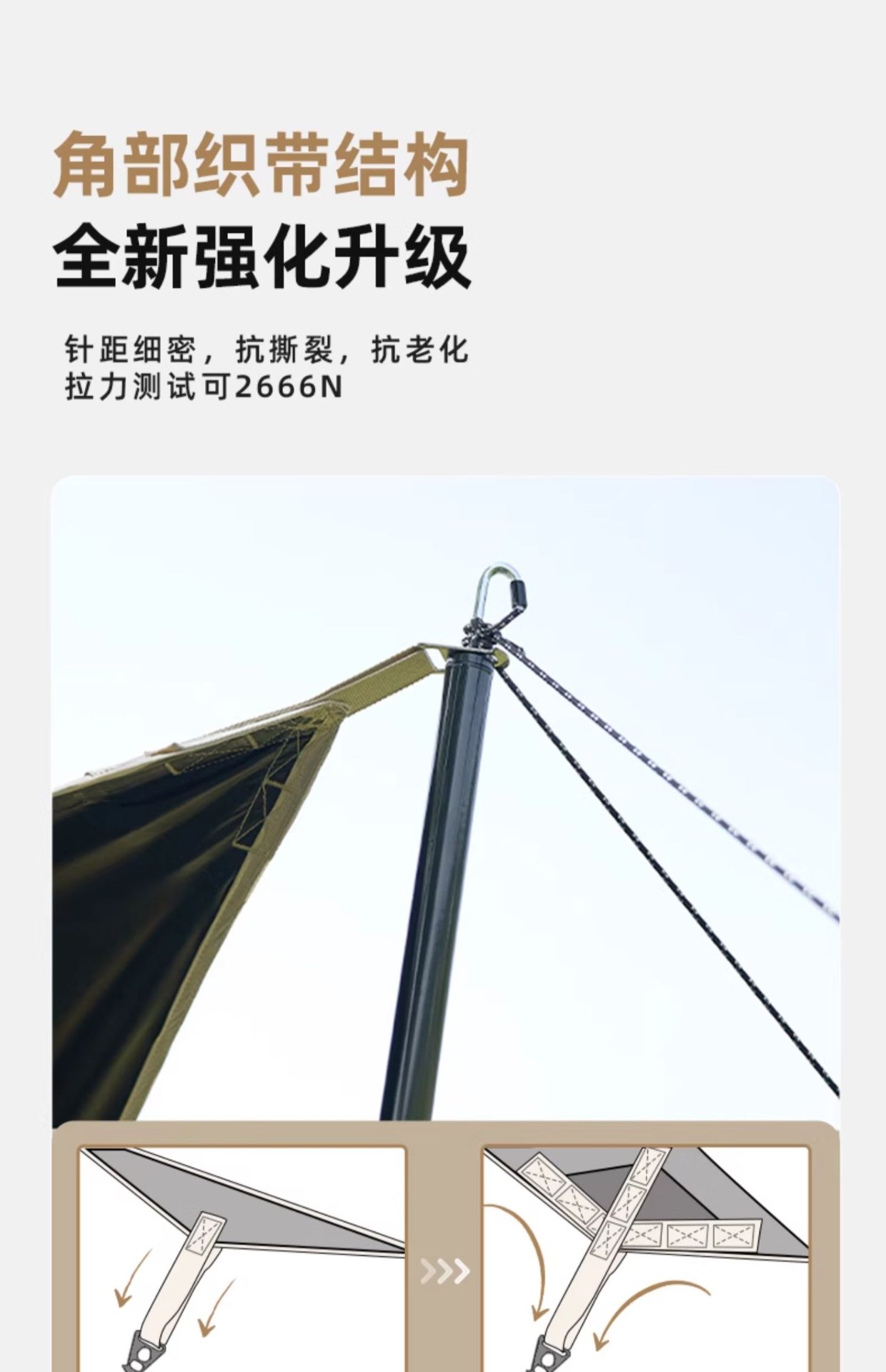 商品[国内直发] MobiGarden|黑胶天幕户外露营防雨防紫外线大尺寸隧道式牛津观庭,价格¥899,第35张图片详细描述