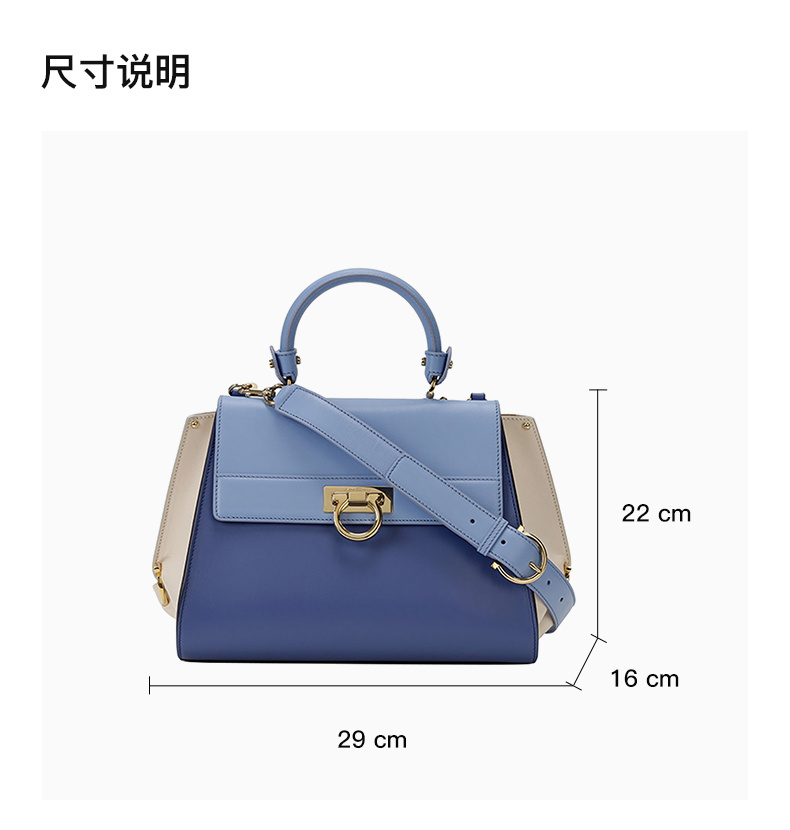 商品[国内直发] Salvatore Ferragamo|SALVATORE FERRAGAMO 女士深蓝手提斜挎包 21-E530-608517,价格¥12831,第3张图片详细描述