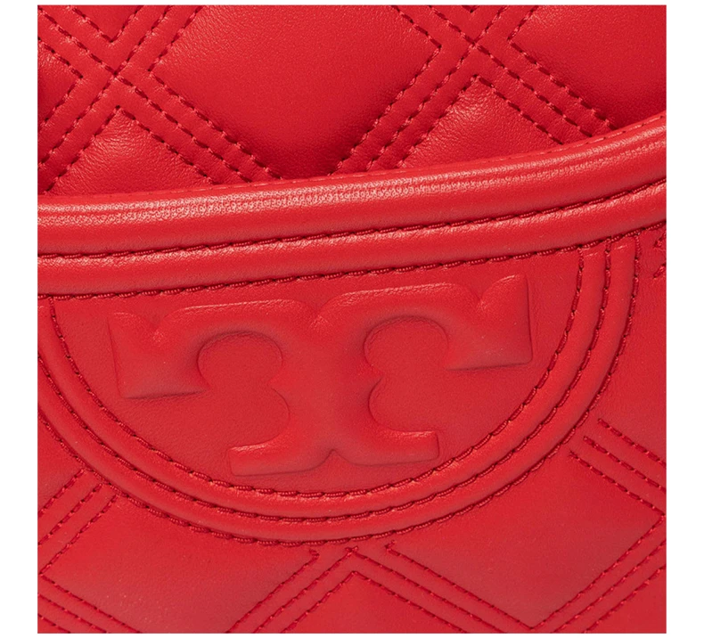 商品Tory Burch|TORY BURCH 女士Fleming系列红色菱形绗缝和压花炸弹“T”小羊皮相机包 62091-612,价格¥2598,第8张图片详细描述