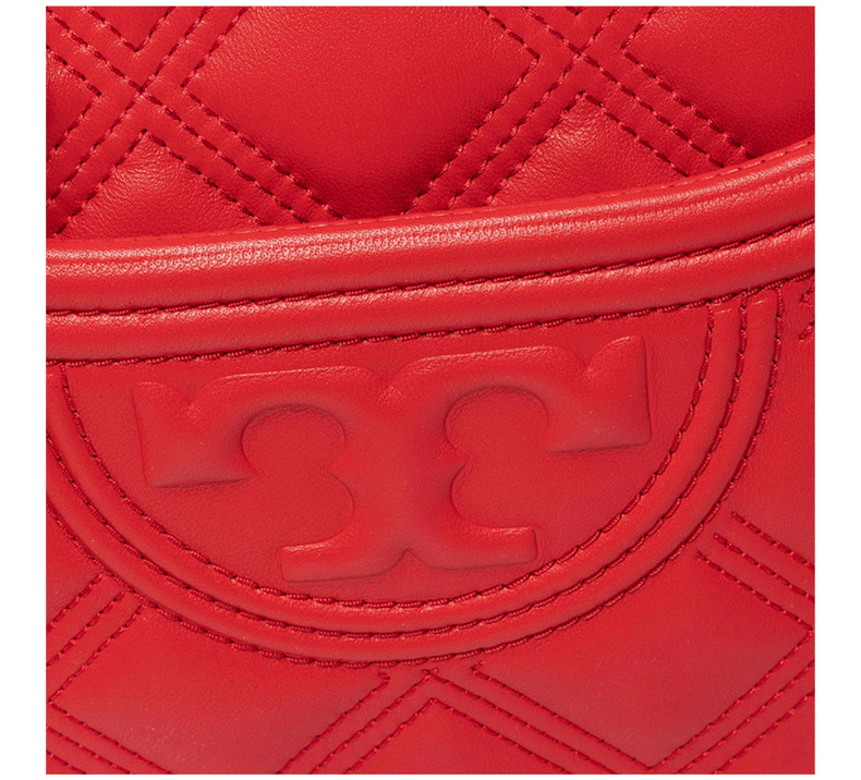 商品Tory Burch|TORY BURCH 女士Fleming系列红色菱形绗缝和压花炸弹“T”小羊皮相机包 62091-612,价格¥2426,第10张图片详细描述