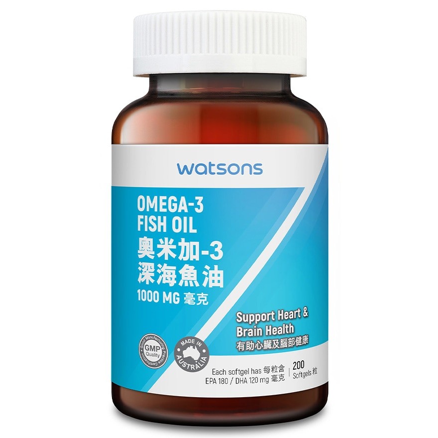 商品[国内直发] Omega|屈臣氏奧米加-3深海魚油1000毫克 1000mg 200粒,价格¥338,第1张图片详细描述