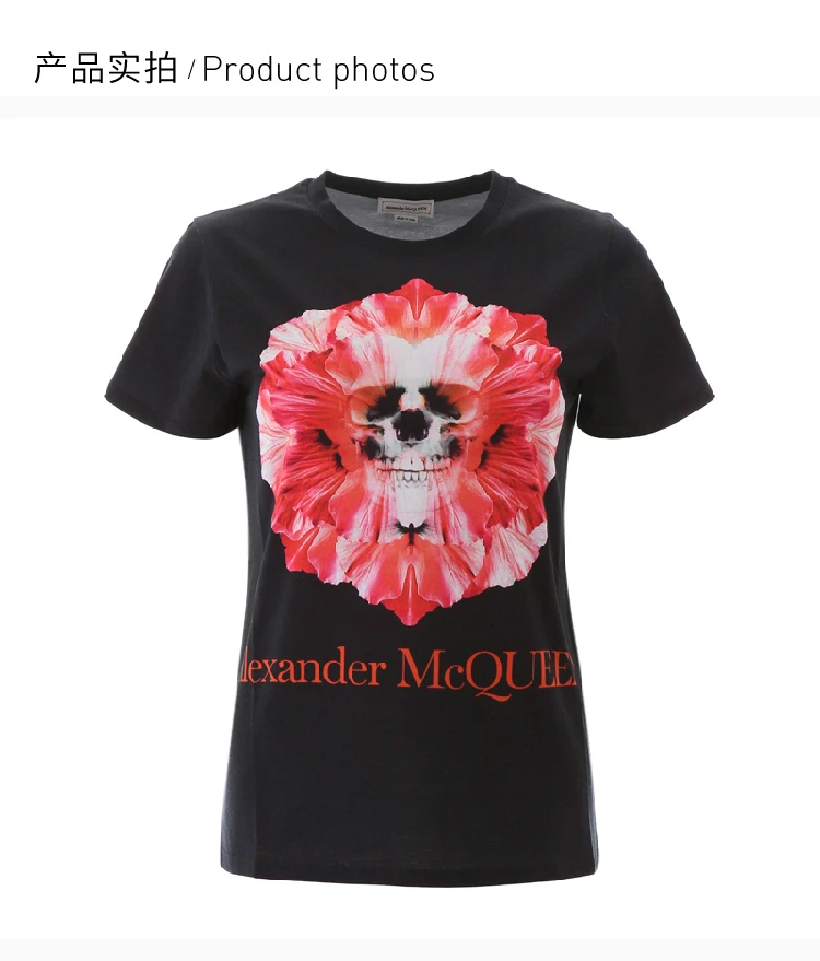 商品Alexander McQueen|ALEXANDER MCQUEEN 印花女士T恤 610996-QZAA8-0901,价格¥1691,第5张图片详细描述