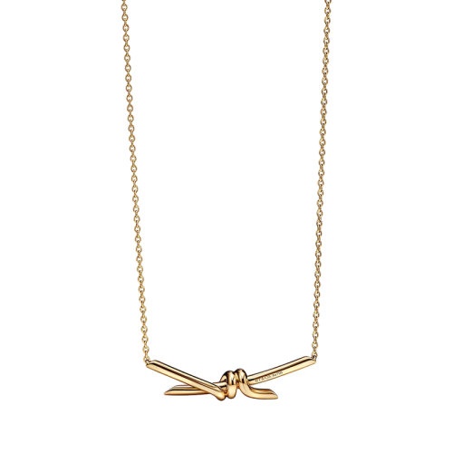 商品Tiffany & Co.|  Tiffany & Co./蒂芙尼 22春夏新款 Knot系列 18K金 黄金色 绳结吊坠项链69544800,价格¥22341,第2张图片详细描述