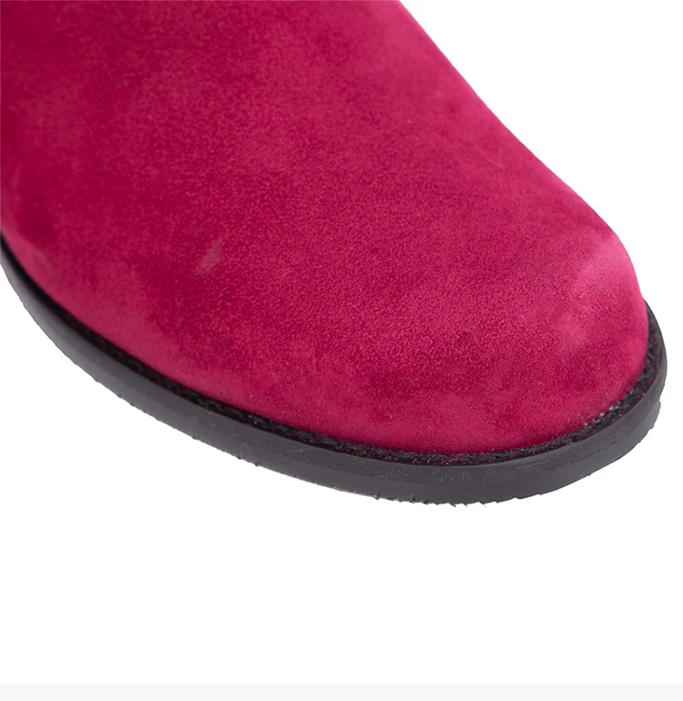 商品Stuart Weitzman|STUART WEITZMAN 女士玫红色麂皮绒时尚及膝长筒靴 5050-SUE-CRANBERRY,价格¥2682,第10张图片详细描述