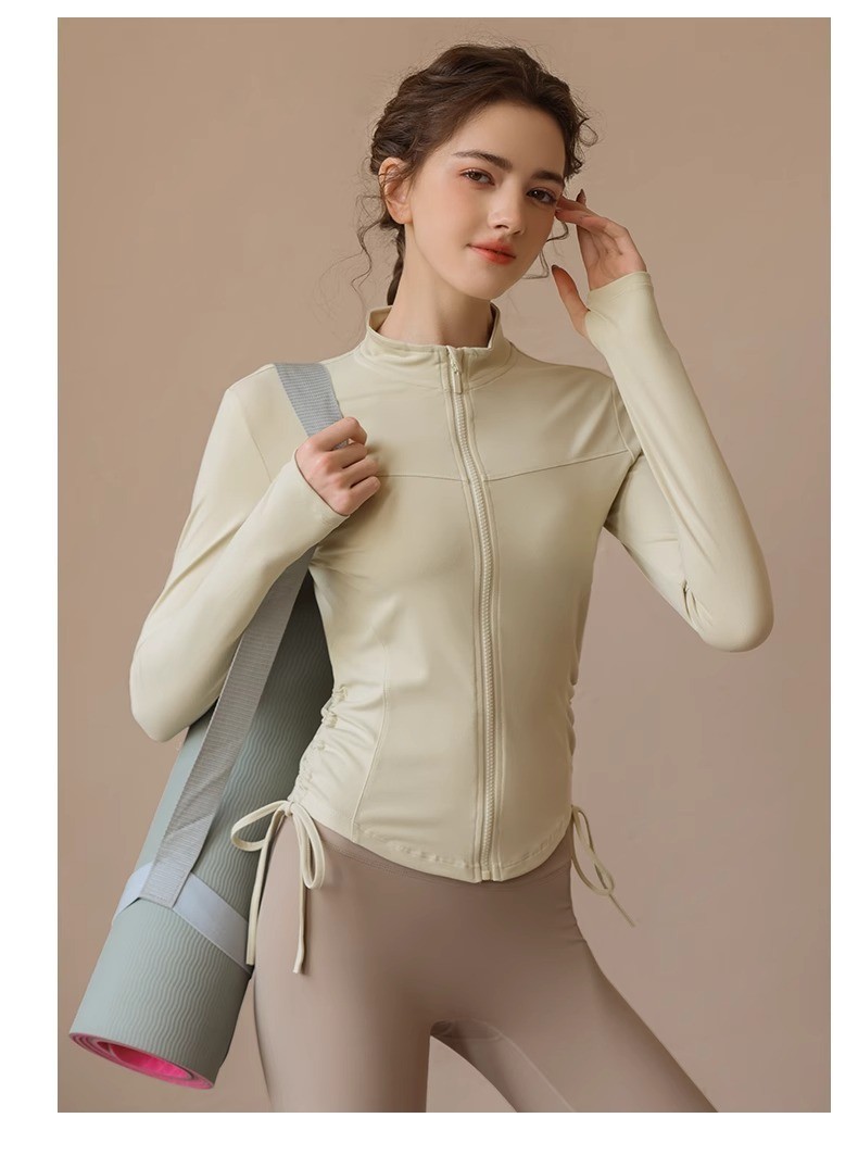 商品[国内直发] GLENVINTEN|格兰云顿秋冬拉链抽绳健身上衣立领修身显瘦瑜伽服长袖户外跑步运动外套女,价格¥258,第11张图片详细描述