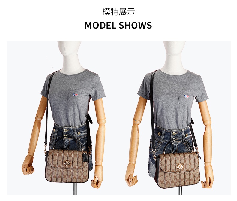 商品[国内直发] Coach|【清仓价】蔻驰女包女士中号单肩手提斜挎包涂层帆布配牛皮 C5645 IMRVQ,价格¥1102,第6张图片详细描述